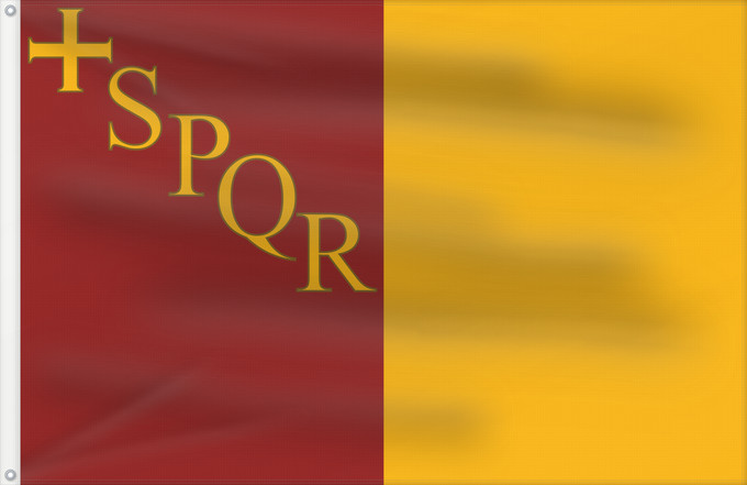 Drapeau, avec deux œillets métalliques et guindant renforcé : Rome with SPQR	Rome avec SPQR	Roma con SPQR	Rom mit SPQR	Roma amb SPQR