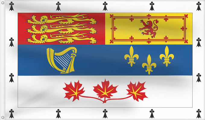 Drapeau, avec deux œillets métalliques et guindant renforcé : Royal Standard of members of the Canadian Royal Family	Royal Standard for members of the Canadian Royal Family  2015-present	Étendard royal pour membres de la Famille royale canadienne  2015-actuel	Estandarte Real de los miembros de la Familia Real Canadi