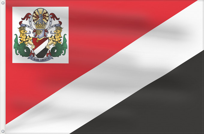 Flag, with two metal eyelets and reinforced hoist: Royal Standard of the Prince of Sealand	See about CoA blazoning [Expand]	Étendard Royal du Prince de Sealand	Estandarte Real del Príncipe de Sealand	Königsstandarte des Prinzen von Sealand	Stendardo Reale del Principe di Sealand