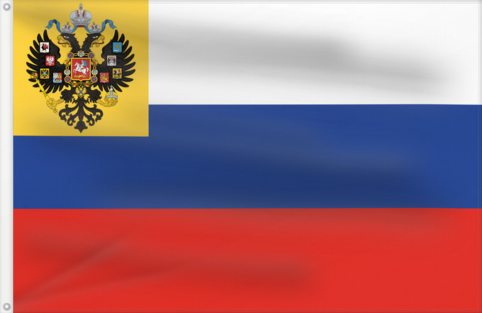 Flag, with two metal eyelets and reinforced hoist: Russian Empire for private use 1914–1917 Russian Empire for private use (1914–1917) Empire russe pour usage privé (1914–1917) Imperio ruso para uso privado (1914–1917) Russisches Kaiserreich zur privaten Nutzung (1914–1917) Impero russo per uso privato (