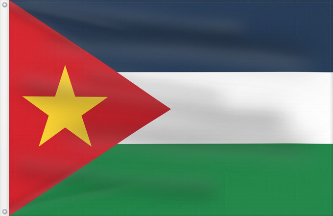 Drapeau, avec deux œillets métalliques et guindant renforcé : San Escobar	People s Democratic Republic of San Escobar	République populaire démocratique de San Escobar	La República Popular Democrática de San Escobar	Volksdemokratische Republik San Escobar	Repubblica Popolare Democratica di San Escobar