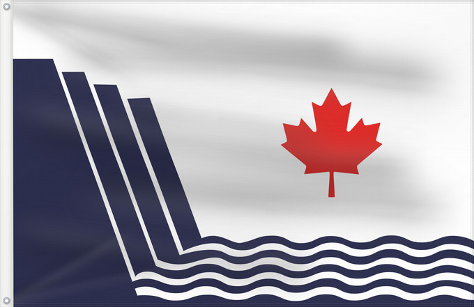 Bandera, con dos ojales metálicos y lado del asta reforzado: Scarborough Ontario	En Scarborough, Ontario, drawn in