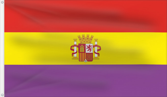Flag, with two metal eyelets and reinforced hoist: Second Spanish Republic 1931-1939 Second Spanish Republic (1931-1939) Seconde République espagnole (1931-1939) Segunda República Española Zweite Spanische Republik (1931-1939) Seconda Repubblica Spagnola (1931-1939) D a Segunda Republica Española Segona