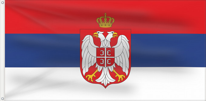 Drapeau, avec deux œillets métalliques et guindant renforcé : Serbia unofficial 1990s-2004	Unofficial Serbian flag seen during the anti-Milosevic protests in 2000	Serbie (non officiel, 1990s-2004)	Serbia (no oficial, 1990s-2004)	Serbien (inoffiziell, 1990er-2004)	Serbia (non ufficiale, 1990s-2004)