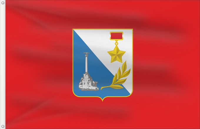 Drapeau, avec deux œillets métalliques et guindant renforcé : Sevastopol	City of Sevastopol, Crimea	Sébastopol	Sewastopol	Sebastopoli	Флаг города Севастополь	Прапор міста Севастополь