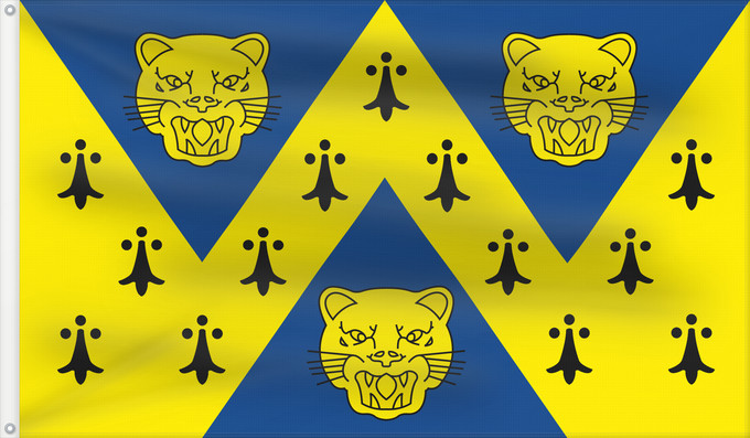 Drapeau, avec deux œillets métalliques et guindant renforcé : Shropshire	The county flag of Shropshire