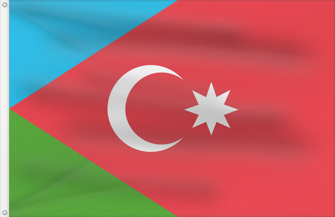 Drapeau, avec deux œillets métalliques et guindant renforcé : South Azerbaijan	Southern Azerbaijan Awaening Movement  GAMUH   South Azerbaijan  used by a group called  Southern Azerbaijan National Awakening Movement	Mouvement du Réveil National du Sud-Azerbaïdjan	Movimiento de Despertar Nacional del Sur de Azerbaiyá