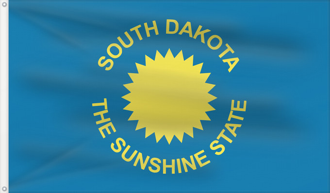 Drapeau, avec deux œillets métalliques et guindant renforcé : South Dakota  1909–1963	South Dakota (1909–1963)	Dakota du Sud (1909–1963)	Dakota del Sur (1909–1963)	South Dakota in 1909 — 1963