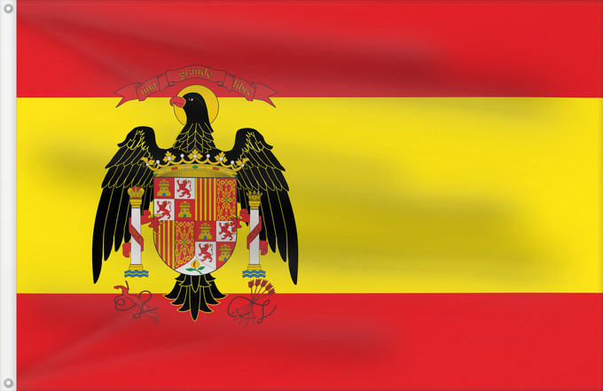 Drapeau, avec deux œillets métalliques et guindant renforcé : Spain 1977–1981 Spain 1977-1981 Espagne (1977–1981) España 1977-1981 elaborada conforme a la siguiente descripción La bandera nacional con el escudo de España es rectangular Spanien (1977–1981) Spagna (1977–1981)