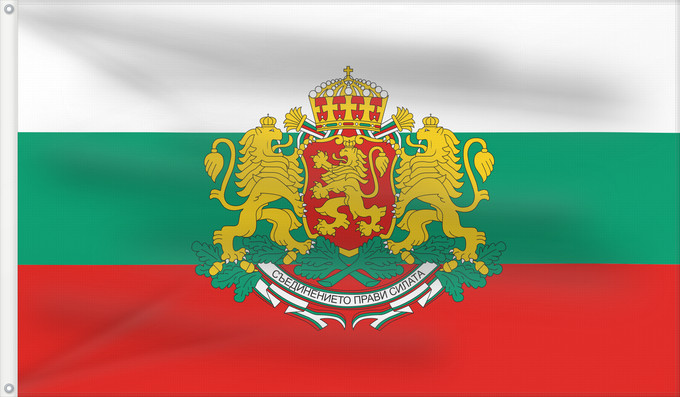 Drapeau, avec deux œillets métalliques et guindant renforcé : Bulgaria  with coat of arms	Bulgaria with coat of arms Standard of the President of Bulgaria	This flag does not exist in the Bulgarian legislation
