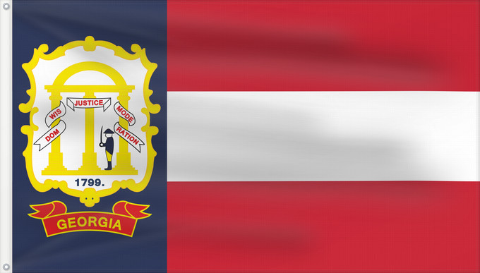 Drapeau, avec deux œillets métalliques et guindant renforcé : State of Georgia  1906–1920	State of Georgia  1906-1920	État de Géorgie (1906–1920)	Estado de Georgia (1906–1920)	Bundesstaat Georgia (1906–1920)	Stato della Georgia (1906–1920)