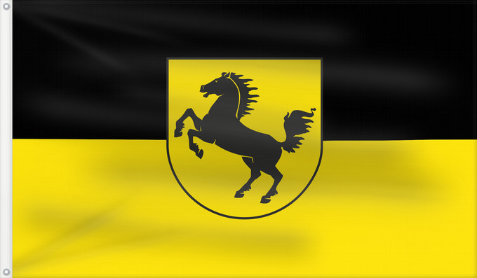 Drapeau, avec deux œillets métalliques et guindant renforcé : Stuttgart	City of Stuttgart	Ville de Stuttgart	Stadt Stuttgart	Città di Stoccarda