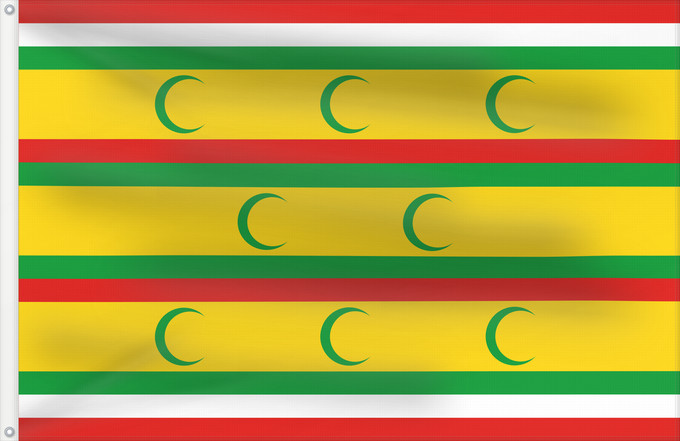 Drapeau, avec deux œillets métalliques et guindant renforcé : Sultanate of Zanzibar	Sultanat de Zanzibar	Sultanato de Zanzíbar	Sultanat Sansibar	Sultanato di Zanzibar	Ancient Sultanate of Zanzibar