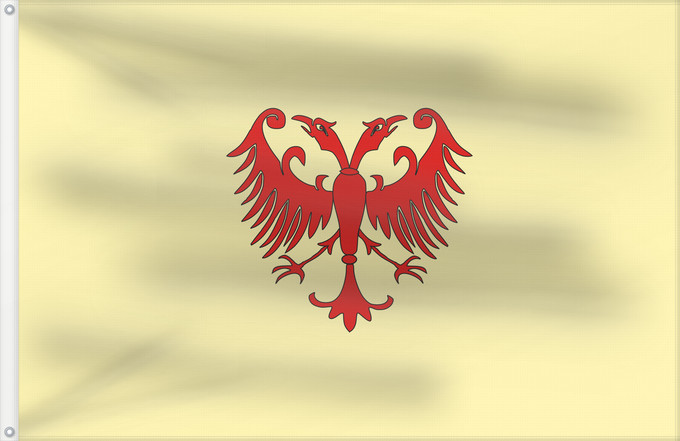 Bandiera, con due occhielli metallici e lato dell'asta rinforzato: Serbian Empire, reconstruction	Serbian Empire  Byzantine design