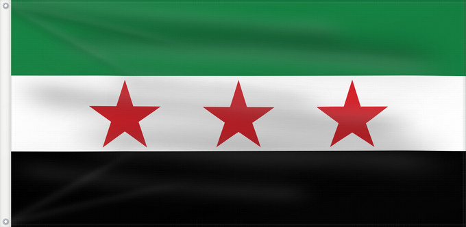 Drapeau, avec deux œillets métalliques et guindant renforcé : Syria 1932-1958; 1961-1963 The Syrian Independence flag علم الثورة السورية، وهي العلم التي استخدمت في سورية 1932-1958