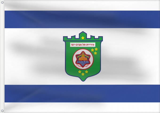 Drapeau, avec deux œillets métalliques et guindant renforcé : Tel Aviv	Municipality of Tel Aviv Yafo  the joint municipality of Tel Aviv and Jaffa	Tel Aviv-Yafo	Tel Aviv-Jaffa	علم بلدية تل أبيب يافا	דגל עיריית תל אביב-יפו