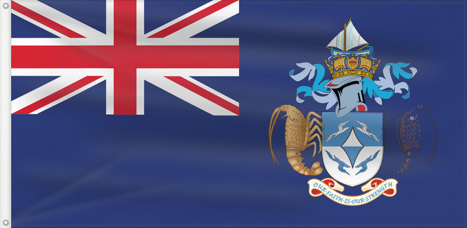 Bandiera, con due occhielli metallici e lato dell'asta rinforzato: Tristan da Cunha Tristán da Cunha