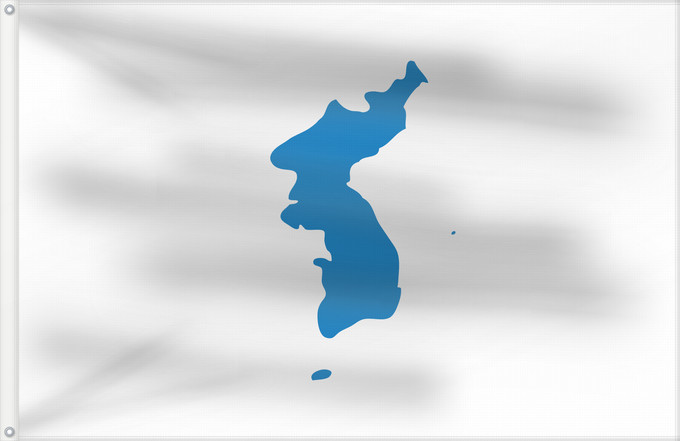 Flag, with two metal eyelets and reinforced hoist: Unification flag of Korea Korean Unification L unification de la Corée Unificación coreana Korea-Einigungsflagge Bandiera dell'unificazione coreana Unificada de Coréia Zjednoczenia علم الوحدة الكورية 統一旗あるいは朝鮮半島旗 한반도기 / 韓半島旗 조선반도기 / 朝鮮半島旗 Корейський прапо