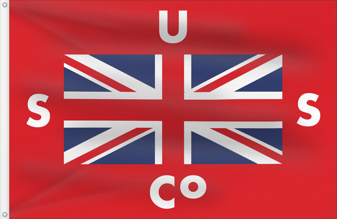 Drapeau, avec deux œillets métalliques et guindant renforcé : Union steamship co	House flag of the Union Steamship Company of New Zealand