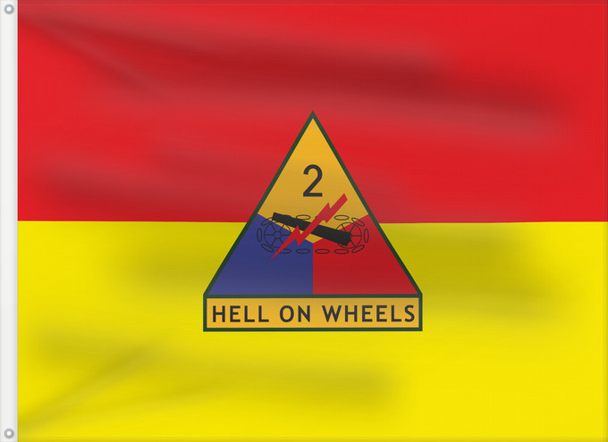 Flag, with two metal eyelets and reinforced hoist: United States Army 2nd Armored Division 2nd Armored Division 2e division blindée 2.ª División Acorazada 2. Panzerdivision 2ª Divisione Corazzata