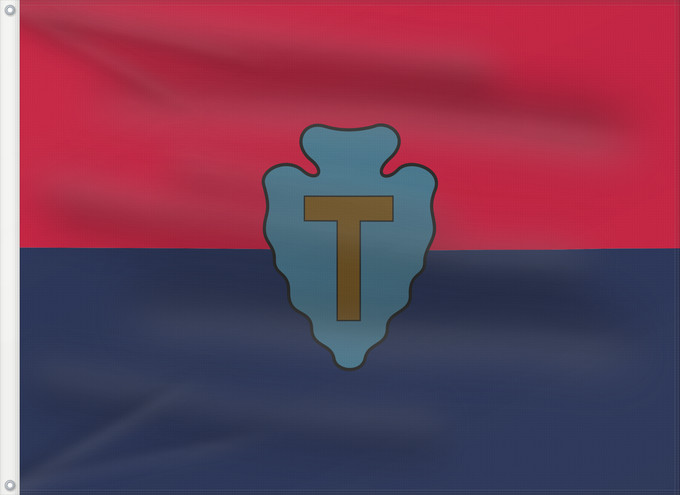 Drapeau, avec deux œillets métalliques et guindant renforcé : United States Army 36th Infantry Division	36th Infantry Division	36e Division d'infanterie	36ª División de Infantería	36. Infanteriedivision	36ª Divisione di fanteria