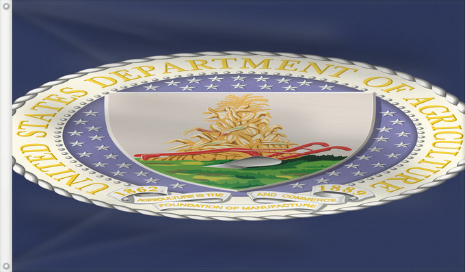 Drapeau, avec deux œillets métalliques et guindant renforcé : United States Department of Agriculture	Drapeau du Département de l'Agriculture des États-Unis	Bandera del Departamento de Agricultura de los Estados Unidos	Landwirtschaftsministeriums der Vereinigten Staaten Flagge	Bandiera del Dipartimento dell'Agricolt