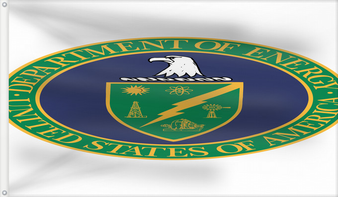 Drapeau, avec deux œillets métalliques et guindant renforcé : United States Department of Energy	Département de l'Énergie des États-Unis	Departamento de Energía de los Estados Unidos	Energieministerium der Vereinigten Staaten	Dipartimento dell'Energia degli Stati Uniti