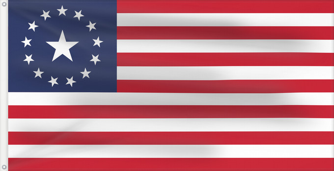 Bandera, con dos ojales metálicos y lado del asta reforzado: United States Fallout United States from the Fallout series of video games États-Unis (Fallout) Estados Unidos (Fallout) Vereinigte Staaten (Fallout) Stati Uniti (Fallout)