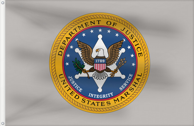 Drapeau, avec deux œillets métalliques et guindant renforcé : United States Marshals Service  variant	A variant flag of the United States Marshals Service  USMS	United States Marshals Service (variante)	Oficina de Alguaciles de los Estados Unidos (variante)	United States Marshals Service (Variante)	Servizio dei Mare