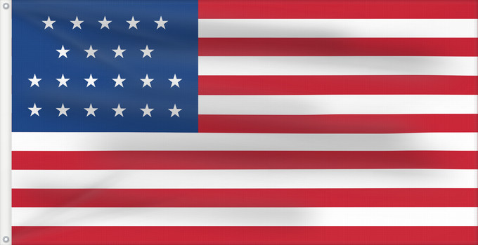 Drapeau, avec deux œillets métalliques et guindant renforcé : US flag 21 stars