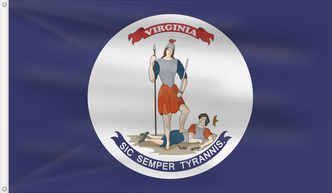Flag, with two metal eyelets and reinforced hoist: Virginia  1861–1865	Commonwealth of Virginia, as it was in 1861	Virginie (1861–1865)	Virginia (1861–1865)