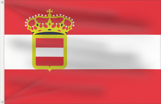 Drapeau, avec deux œillets métalliques et guindant renforcé : War flag of Austria-Hungary 1880-1915 Merchant ensign of Austria-Hungary from 1786 until 1869 and naval and war flag of Austria-Hungary form 1880 until 1915