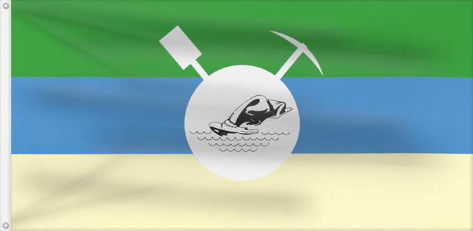 Bandera, con dos ojales metálicos y lado del asta reforzado: Bafokeng	Royal Bafokeng Nation	Nation Royale Bafokeng