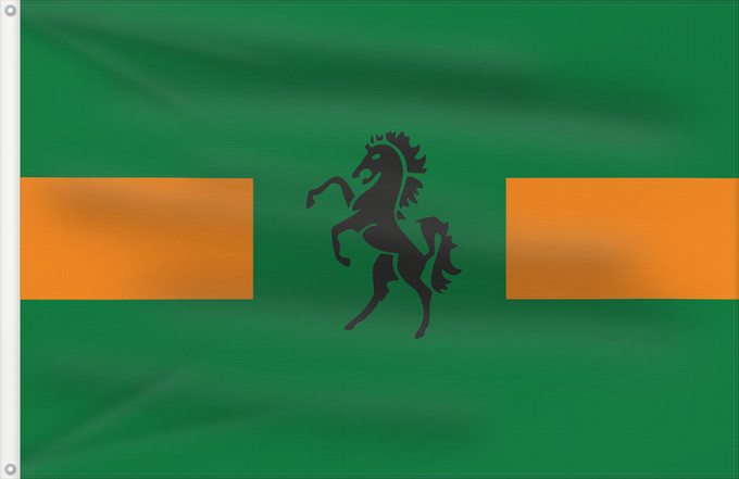 Bandera, con dos ojales metálicos y lado del asta reforzado: QwaQwa	Folaga ye QwaQwa