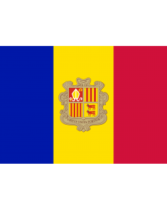 Flag: Andorra |  landscape flag | 0.7m² | 7.5sqft | 70x100cm | 2x3ft 