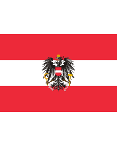 Bandiera: Austria  state, variant | State flag of Austria; Version with a more artistic version of the coat of arms | Dienstflagge der Republik Österreich; Variante mit künstlerisch ausgestaltetem Adler | I ratna zastava Austrije | Ausztria állami zászló 