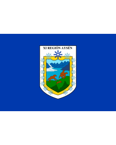 Flag: Aysen Region, Chile  versión azul |  landscape flag | 1.35m² | 14.5sqft | 90x150cm | 3x5ft 
