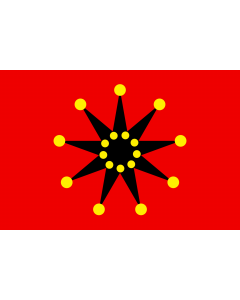 Flag: Chinese-army Wuhan flag  1911-1928  18 dots | The banner of the Wuchang uprising  zh 武昌起义  of October 10, 1911, subsequently used as the flag of the army of the Republic of China |  landscape flag | 1.35m² | 14.5sqft | 90x150cm | 3x5ft 