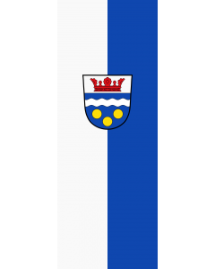 Vertical Hanging Swivel Crossbar Banner Flag: Langenbach |  portrait flag | 6m² | 64sqft | 400x150cm | 13x5ft 