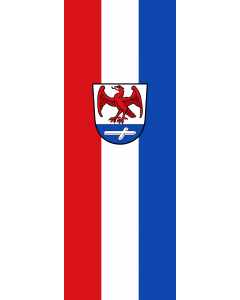 Vertical Hanging Swivel Crossbar Banner Flag: Huglfing |  portrait flag | 6m² | 64sqft | 400x150cm | 13x5ft 