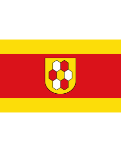 Bandiera: Bergkamen | City of Bergkamen | Ville de Bergkamen | Stadt Bergkamen  Gelb/Rot/Gelb im Verhältnis 1  3  1 längs gestreift  gemeint ist quergestreift  mit dem Stadtwappen in der Mitte | bandiera paesaggio | 2,16&nbsp;m² | 120&nbsp;×&nbsp;180&nbsp