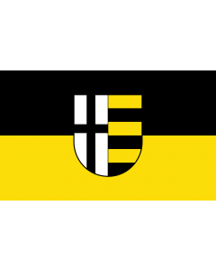 Flag: Korschenbroich | Beschreibung der Flagge  Gelb und schwarz im Verhältnis 1 1 längsgestreift |  landscape flag | 1.35m² | 14.5sqft | 90x150cm | 3x5ft 