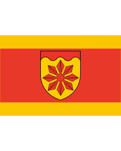Flag: Meerbusch | Und Banner  rot mit schmalen gelben Rändern |  landscape flag | 1.35m² | 14.5sqft | 90x150cm | 3x5ft 