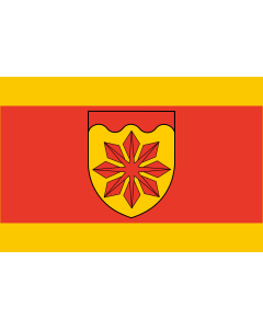 Bandiera: Meerbusch | Und Banner  rot mit schmalen gelben Rändern | bandiera paesaggio | 2,16&nbsp;m² | 120&nbsp;×&nbsp;180&nbsp;cm 