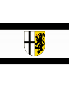 Flag: Rhein Kreis Neuss | Der Kreis führt folgende Flagge Das Kreiswappen auf weißem Grund |  landscape flag | 1.35m² | 14.5sqft | 90x150cm | 3x5ft 