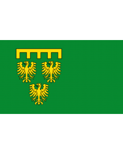 Flag: Rommerskirchen | In grün das Gemeindewappen ohne Schild |  landscape flag | 1.35m² | 14.5sqft | 90x150cm | 3x5ft 