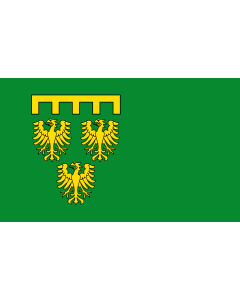 Flag: Rommerskirchen | In grün das Gemeindewappen ohne Schild |  landscape flag | 2.16m² | 23sqft | 120x180cm | 4x6ft 