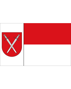 Flag: Schwerte | Beschreibung der Flagge  Der Stadt ist ferner mit Urkunde des Regierungspräsidenten in Arnsberg vom 18.02.1977 das Recht zur Führung einer Flagge verliehen worden |  landscape flag | 1.35m² | 14.5sqft | 90x150cm | 3x5ft 