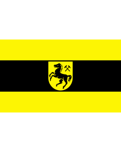 Bandiera: Stadt Herne | City of Herne | Ville de Herne | Stadt Herne  Das Stadtwappen zeigt in Gold ein schwarzes | bandiera paesaggio | 1,35&nbsp;m² | 90&nbsp;×&nbsp;150&nbsp;cm 
