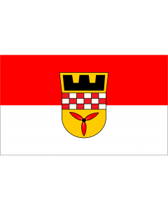Flag: Wetter Ruhr | Beschreibung der Flagge  Die Flagge der Stadt Wetter  Ruhr  entspricht unter Hinzufügung des Stadtwappens den Stadtfarben rot-weiß |  landscape flag | 2.16m² | 23sqft | 120x180cm | 4x6ft 